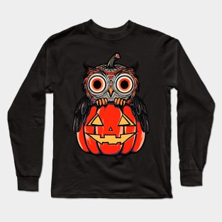 Owl & Jack O' Lantern: Halloween Pumpkin Trick or Treat Design Long Sleeve T-Shirt